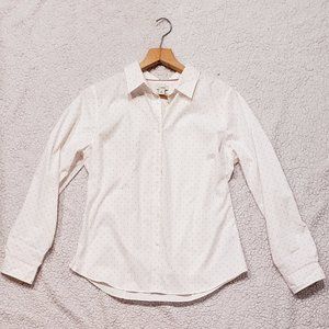 L.L. Bean Polka Dot Button Down Shirt: Size M